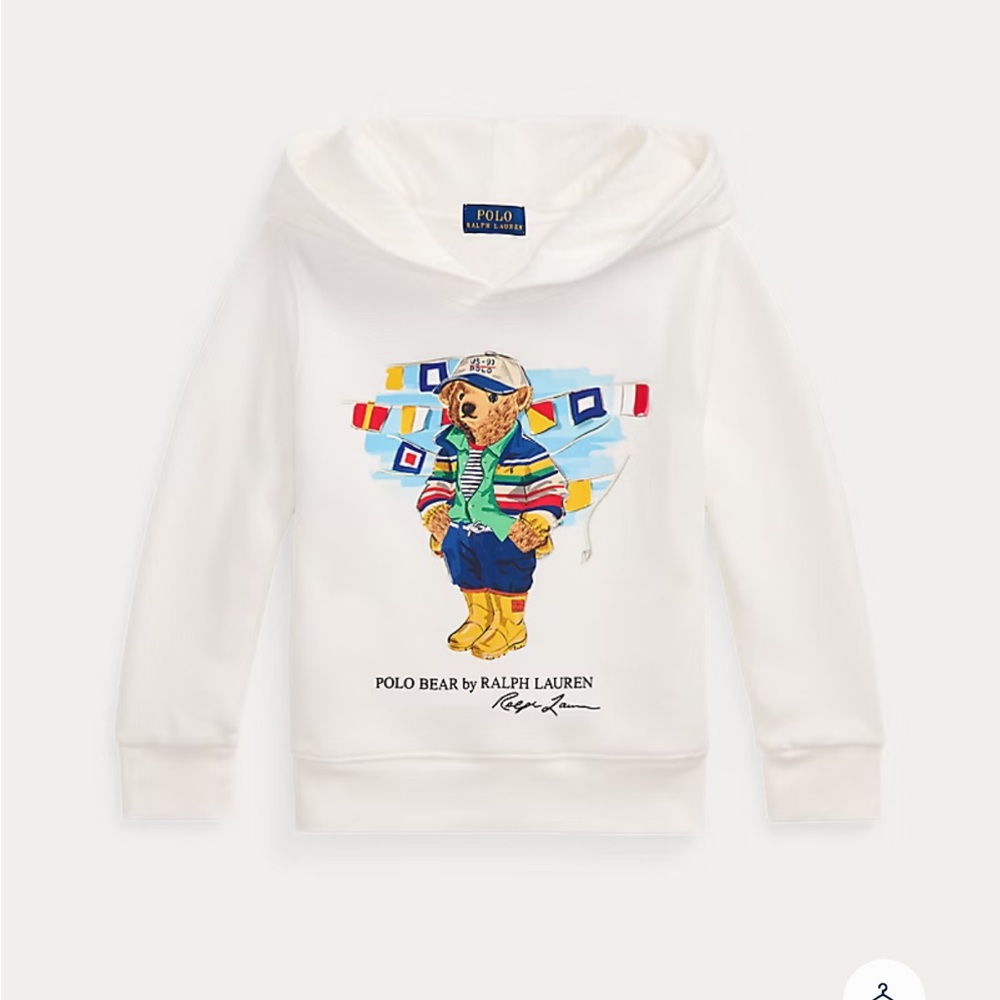 Polo Ralph Lauren Bear Hoodie White Colorful Size 5 Toddler – NWT